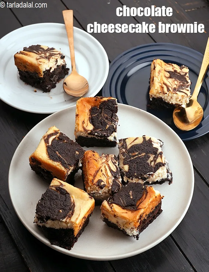 Step 38 – Serve <strong>eggless cheesecake brownie</strong>.