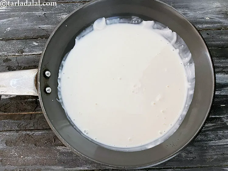 Step 13 – Put <meta charset="UTF-8" />1 cup&nbsp;<a href="glossary-fresh-cream-1877i">fresh cream</a>&nbsp;in a broad non-stick pan.