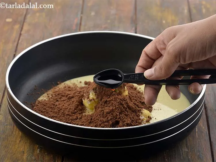 Step 6 – Now, add the vanilla essence to enhance the flavors of the fudge.