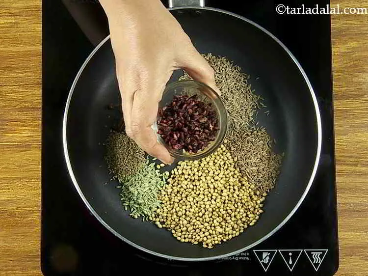 स्टेप 14 – अनार के दाने डालें। अनार के फल के सूखे बीज …