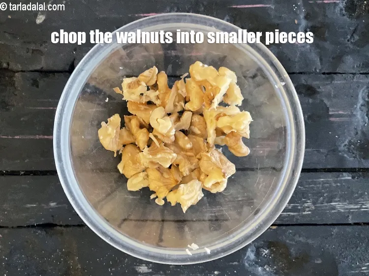 Step 5 – Chop the walnuts into smaller pieces.