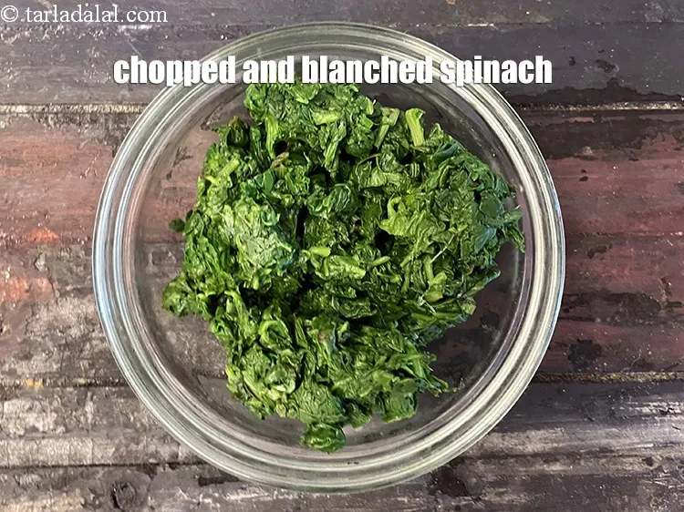 Step 18 – Chop the blanched spinach.