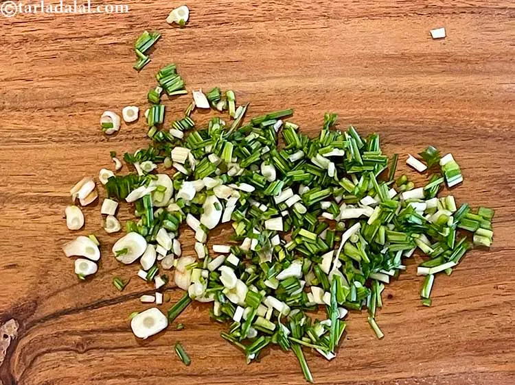 Step 16 – When green garlic is in season, you can substitute garlic with chopped green garlic.