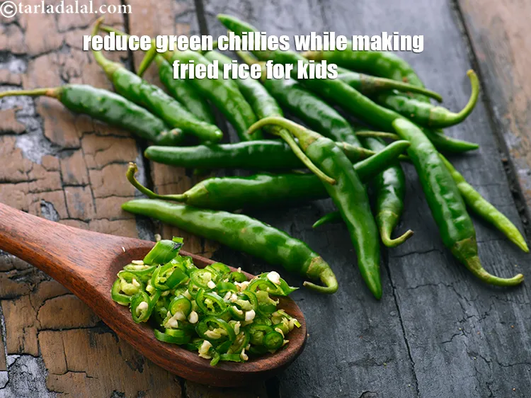 Step 29 – If you are making this fried rice for kids, then adjust the quantity of green …