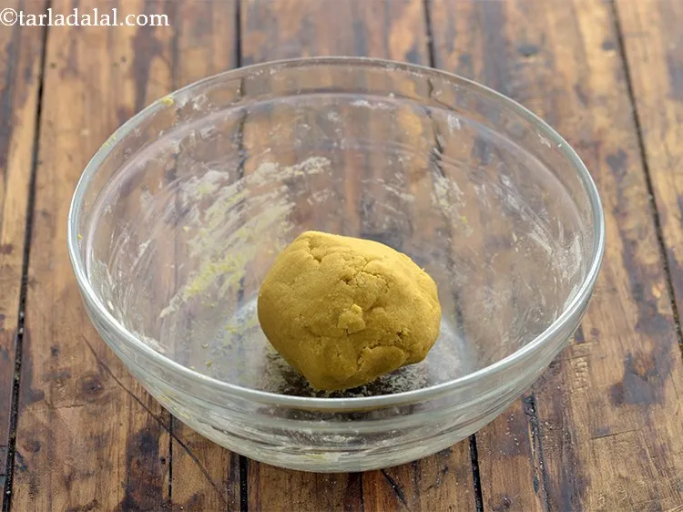 Step 16 – Knead into a very stiff dough. The dough should be stiff than a puri dough …