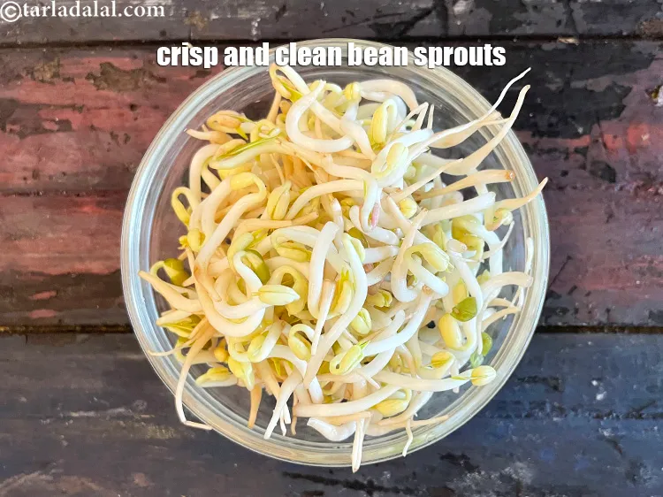 Step 6 – Crisp and clean bean sprouts are ready for use in Thai salad.