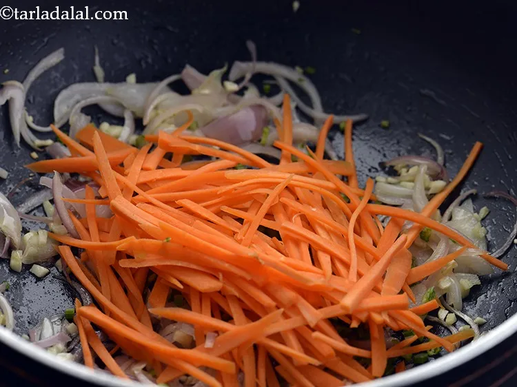 Step 6 – Add carrots. Additionally, other vegetables like cauliflower, french beans and bell peppers can also be …