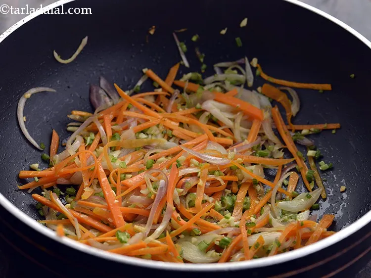 Step 8 – Saut&eacute; on a medium flame for 1 minute.