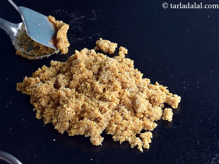 Step 10 – Immediately, put the mixture on a greased platform, while mixing it upside down using a …