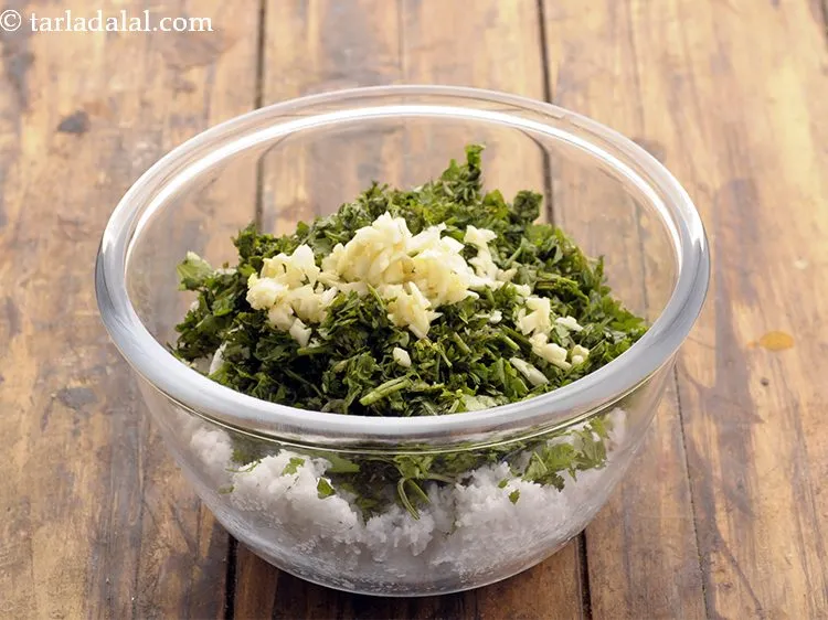 Step 8 – Add finely chopped green garlic. This is generally available in winter season so, in the …