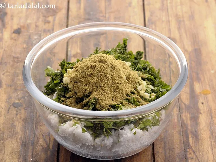 Step 9 – Add <a href="https://www.tarladalal.com/How-To-Make-Coriander-Cumin-Seeds-Powder-33531r" target="_blank">coriander-cumin seeds powder</a>. We have used homemade.