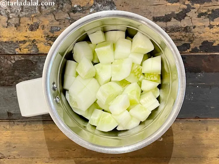 Step 3 – In a mixer put&nbsp;2 cups chopped cucumber.&nbsp;With that high water content,&nbsp;<a href="https://www.tarladalal.com/recipes-using-cucumber-321" target="_blank">cucumber</a>&nbsp;act as a …