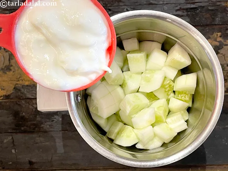 Step 4 – Add 1/2 cup curds.&nbsp;<a href="https://www.tarladalal.com/recipes-using-curd-383">Curds</a>&nbsp;help in digestion as it has very good bacteria. Probiotics in …