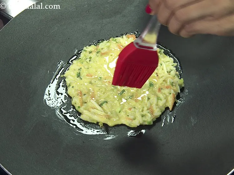 Step 16 – Cook on one side and apply a little oil. It is important to cook the …