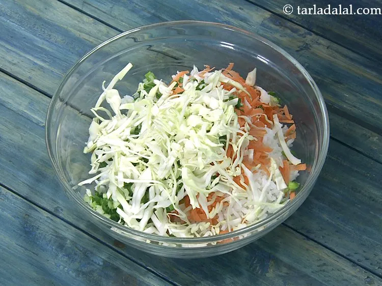 Step 4 – Add shredded cabbage. You can add any vegetables of your choice that are easily available …