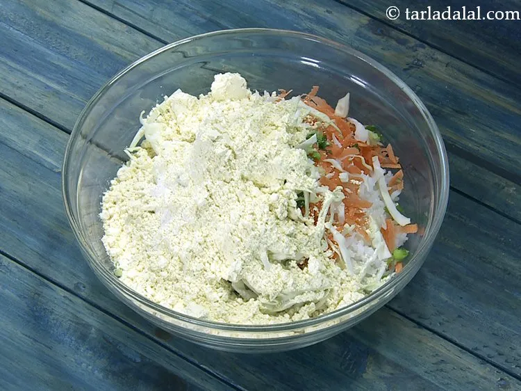 Step 6 – Add besan. Besan or gram flour acts as a binding agent, bringing together all the …