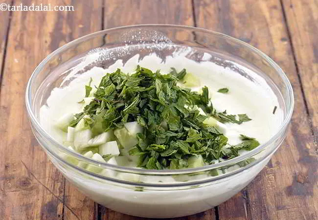 Step 4 – Add the pudina, this gives a very nice taste and a must to give a …