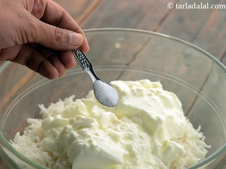Step 10 – Add a very little salt. Some people even add butter to their curd rice for …