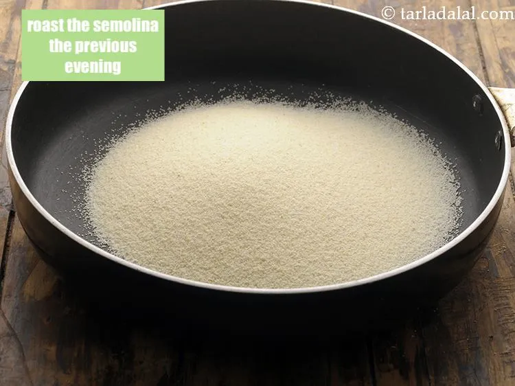 Step 21 – We suggest&nbsp;to roast the semolina&nbsp;the previous evening.