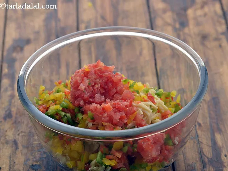 Step 13 – Add finely chopped tomatoes.