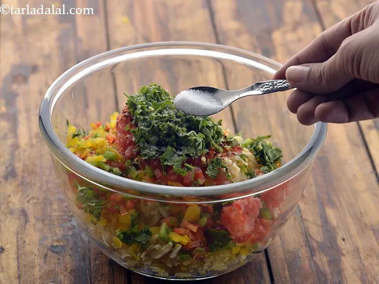 Step 15 – Add chopped coriander and salt to taste.