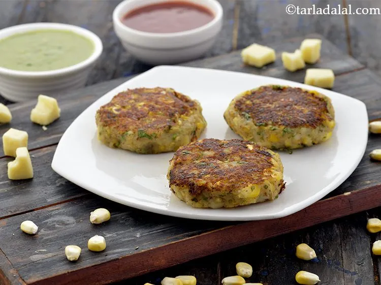 Step 27 – Serve the <strong>corn tikki | corn cutlet | corn potato tikki | sweet corn tikkis …