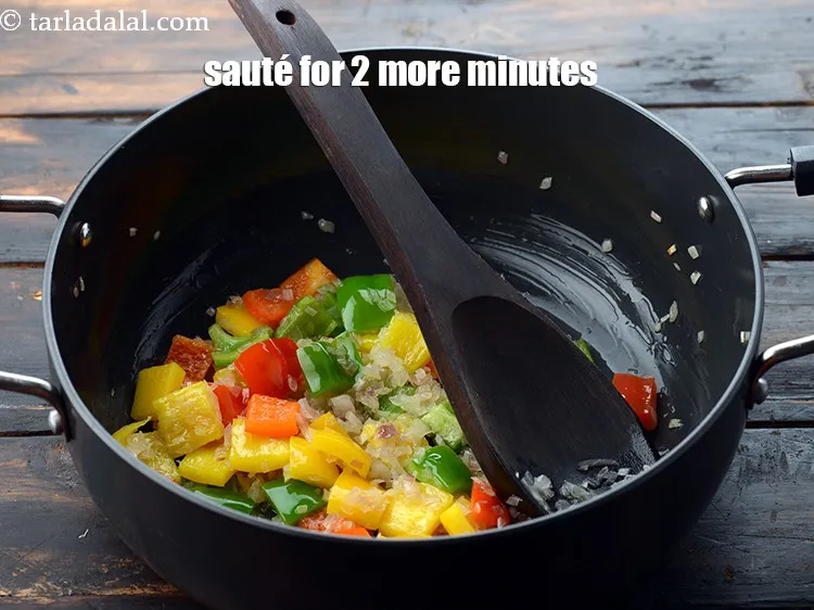 Step 14 – Mix well and saut&eacute; on a medium flame for 2 more minutes.