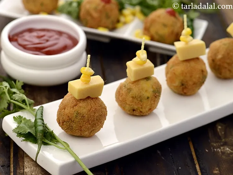 Step 22 – Serve&nbsp;<strong>cheese corn balls | Indian style&nbsp;cheese corn balls | veg cheese sweet corn balls |</strong><strong>&nbsp;</strong>immediately …