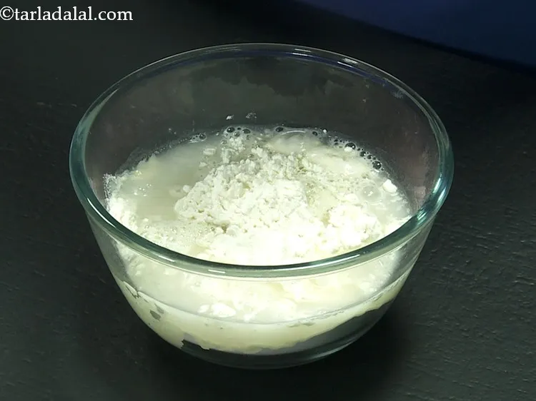 Step 3 – Add salt and &frac34; cup of water.