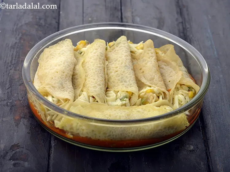 Step 41 – Place the stuffed pancakes on it.