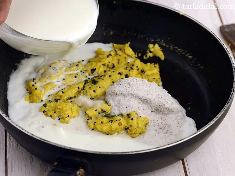 Step 22 – Add plain flour-milk mixture.