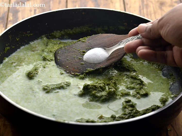 Step 22 – Add salt and milk.