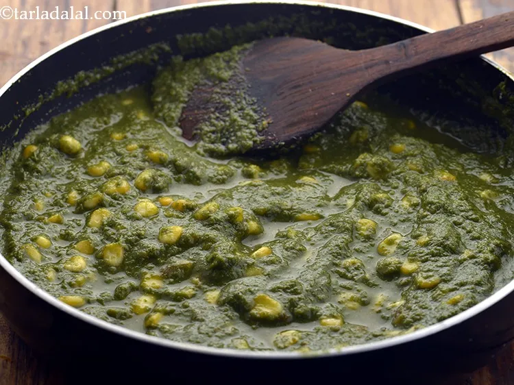 Step 25 – Mix&nbsp;<strong>corn palak sabzi | sweet corn spinach sabzi | healthy&nbsp;corn spinach&nbsp;vegetable |&nbsp;</strong>well and cook on …