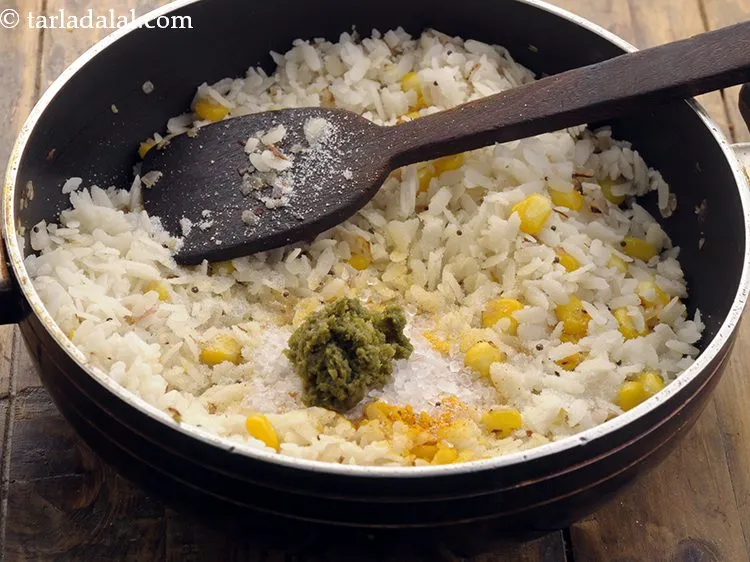 Step 12 – Add green chilli paste. Adjust the quantity according to your preference.&nbsp;