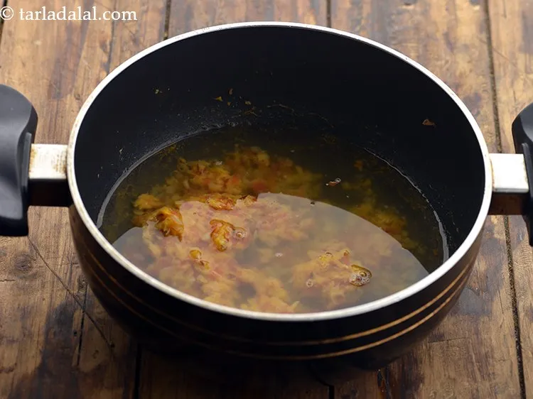 Step 20 – Add 1 cup of water to adjust the consistency of <strong>Corn Sambar.</strong>