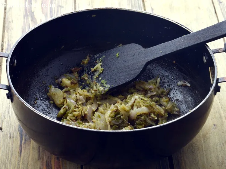 Step 22 – Saut&eacute; on a medium flame for 2 minutes.