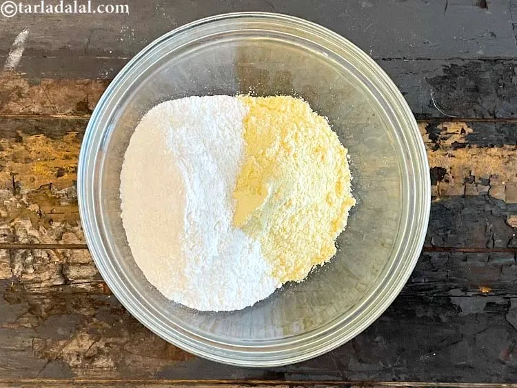 Step 4 – Add&nbsp;<meta charset="UTF-8" />3/4 cup&nbsp;<a href="glossary-plain-flour-maida-188i">plain flour (maida)</a>.