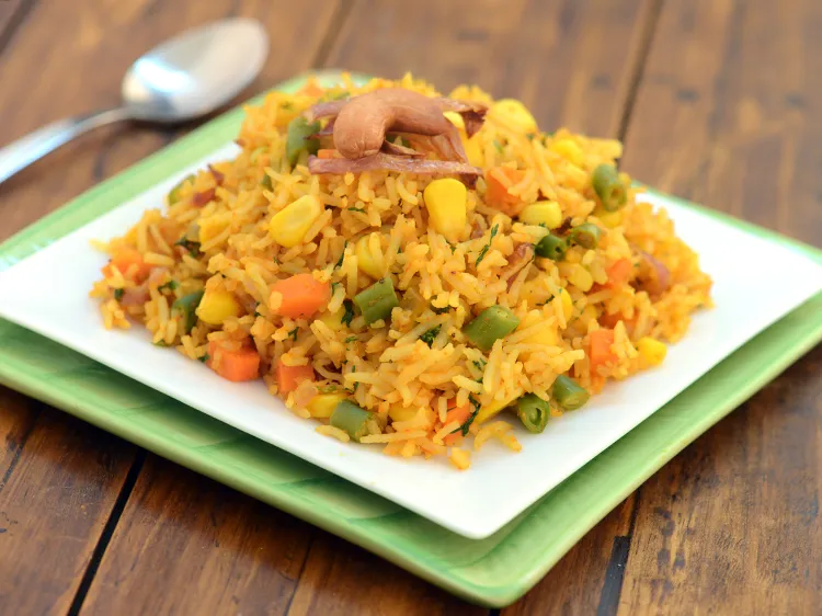 Step 40 – Serve <strong>corn and vegetable pulao recipe | Indian corn pulao with sweet corn | carrot …