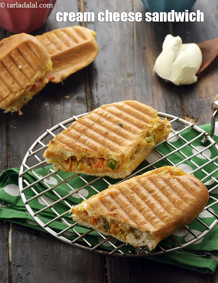 Step 24 – Serve c<strong>ream cheese veg panini recipe | cream cheese sandwich | grilled veggie cream cheese …