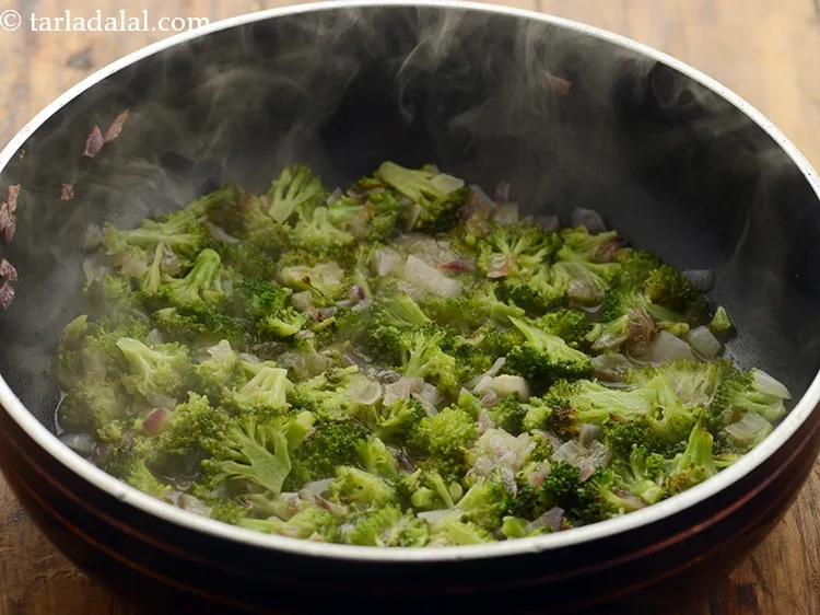 Step 8 – Mix well and cook on medium flame for 4 minutes or till the broccoli is …