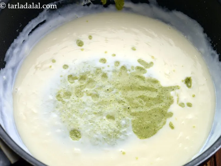 Step 16 – Add broccoli puree.&nbsp;