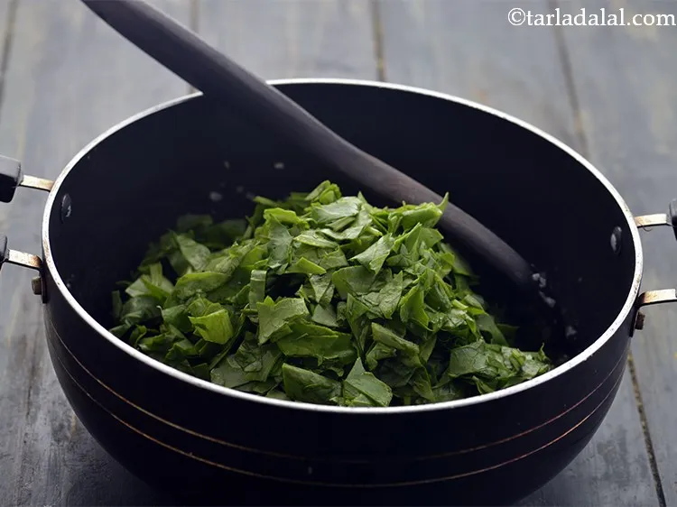 Step 16 – Add the spinach.