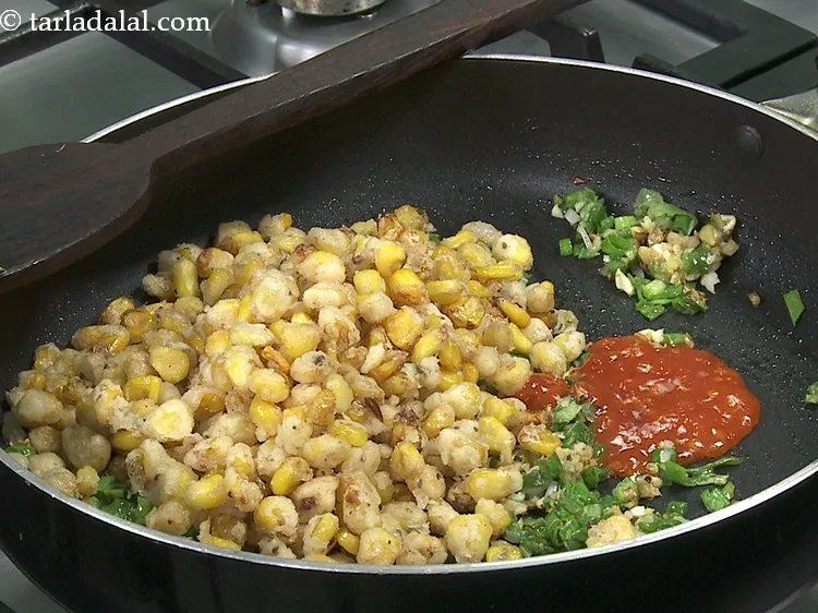 Step 29 – Add deep-fried corn.