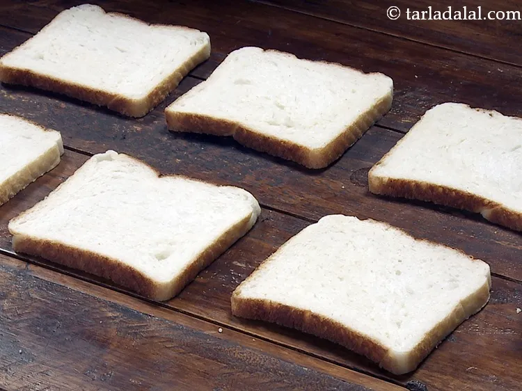 Step 38 – Place 6 bread slices on a clean, dry surface.
