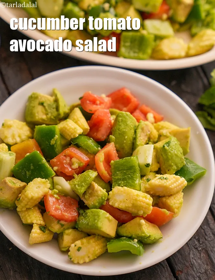 स्टेप 21 – <strong>एवोकाडो सलाद</strong> को | <strong>स्वस्थ एवोकाडो सलाद | ककड़ी टमाटर …