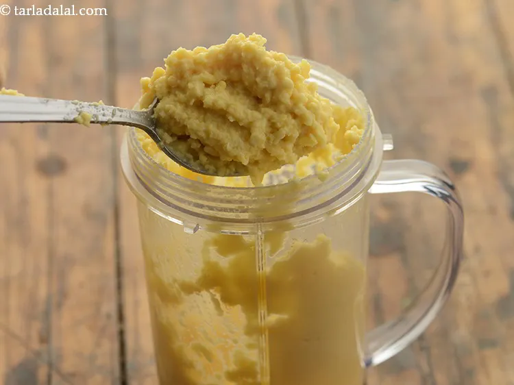 Step 14 – Grind the moong dal in a mixer to a coarse mixture without using any water. …