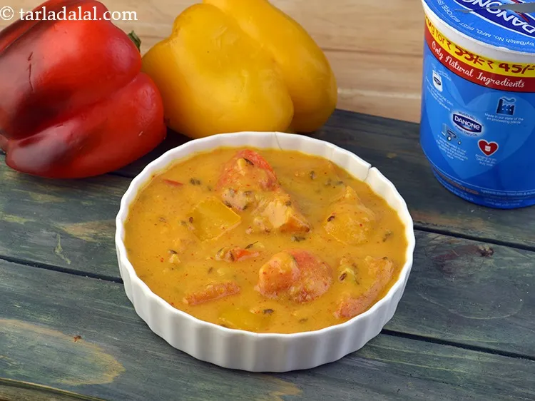 Step 39 – Serve <strong>dahi simla mirch ki sabzi recipe | dahiwale simla mirch | Indian capsicum curd …