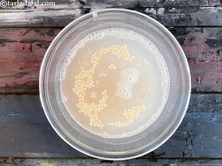 Step 4 – Put urad dal in a bowl and cover with water. We can see lots of …
