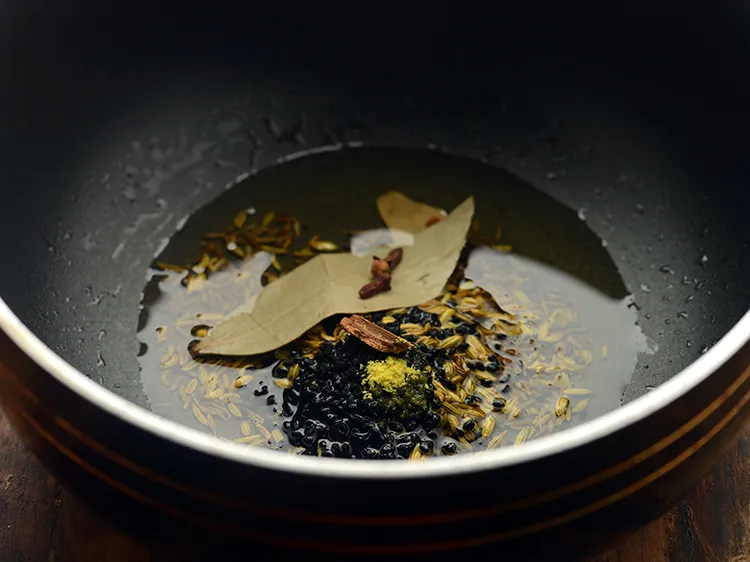 Step 16 – Add asafoetida and saut&eacute; on a medium flame for a few seconds or until the …