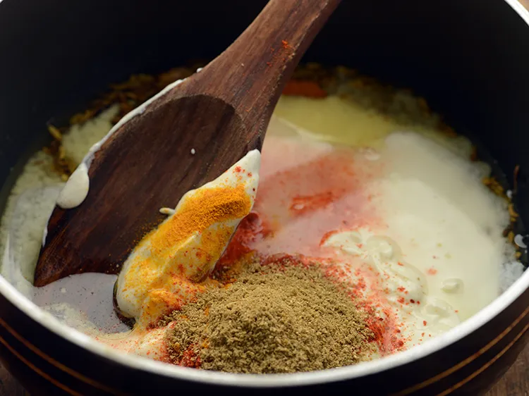 Step 21 – Add coriander-cumin seeds powder. This dahi aloo subzi recipe is perfect for navratri/fasting season. Just …